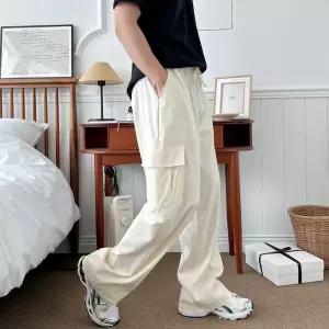 남성 5컬러 사라쿨 카고 와이드팬츠 여름 쿨팬츠