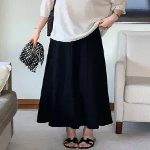 플로 링클프리 밴딩 절개 롱스커트 (one color) 구김NO