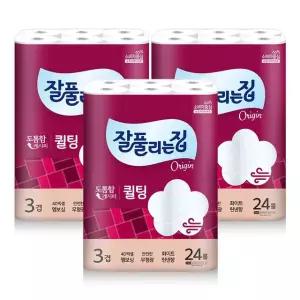잘풀리는집 더도톰한3겹퀼팅 화장지 30Mx24롤 3팩