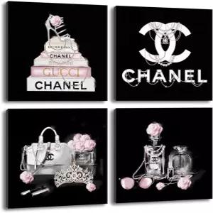 패션 틴 걸스 침실 핑크 월 아트 장식 흑백 여성 사첼 페인팅 가정용 그림 10 x 4 패널