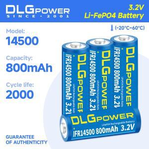 DLG 호환POWER 3.2V AA/14500 800mAh LiFePO4 배터리 충전식 2000 방전 사이클 손전등 무선 마우스 키보드