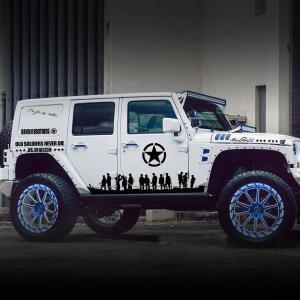 호환상품 자동차 문 비닐 스티커 지프 랭글러 JK TJ Jl YJ 액세서리 오각형 군인 바디 장식 데칼 12개