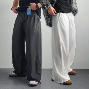 리얼타임 쿨썸머 사이드라인 나일론 와이드팬츠 / 남자 여름 아이스 쿨링 냉감 벌룬팬츠 스트링 쿨 시원한 통바지 밴딩 스판 4colors
