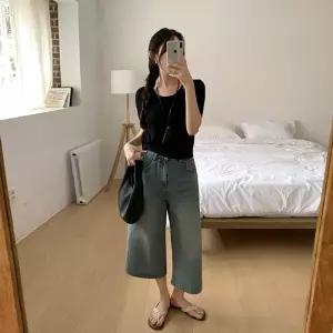 [코코블랑] 오크 7부 와이드 데님팬츠