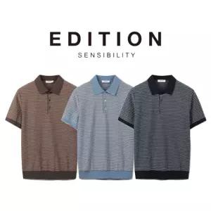 [롯데백화점]에디션 26 SS 남자카라티 멀티 스트라이프 카라 티셔츠 3종 1택 NEG2ET1625 DR4488