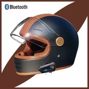 Bluetooth를 탑재한 레트로 풀페이스 오토바이 헬멧 - 오프로드 기능 내구성 있는 소재 향상된 성을 위해 D