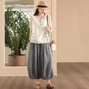 여친 탑이너 티 앤크 포켓 린넨 트렌디 맨투맨 나시 라운드 아이템 무지 민소매 HT1