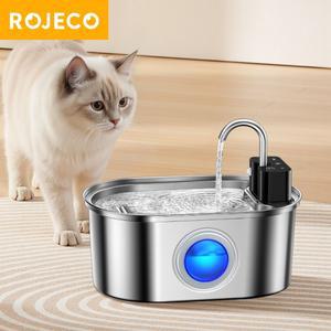 ROJECO 3.2L 스테인레스 스틸 고양이 분수 무선 센서 스마트 자동 개 물 디스펜서 마시는 4000mAh