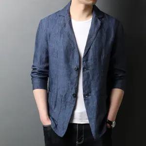남사친 가을 봄 캐주얼 정장 재킷 아우터 린넨 통기성 투버튼 기본 ST3