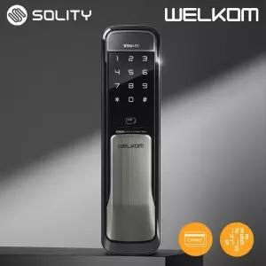 솔리티 WP-501 무타공 푸시풀 카드키4개 0초 즉시잠김 블루투스(옵션) 현관 번호키 손잡이 현관문 디지털도어락 스마트 주키 방화문