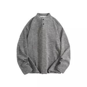 남친 캐주얼 가을 긴팔 셔츠 헨리넥 티 스트라이프 라운드넥 별 ST3