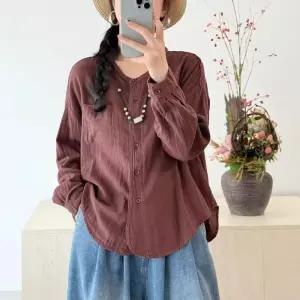 가을 캐주얼 여친 싱글 카디건 긴팔 면사 이중 솔리드 상의 셔츠 원픽3