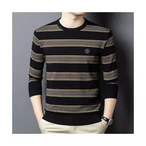 솔저스2 남성 캐주얼 가을 스트라이프 라운드니트 긴팔 슬림 OPH3