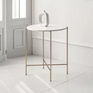 안코나 화이트 450 세라믹 원형보조테이블 쇼파간이탁 간이탁자 보조탁자