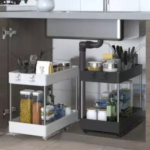 키밍 슬라이딩 주방 선반 욕실 방정리 원룸 인테리어 싱크대양념장 슬라이딩선반