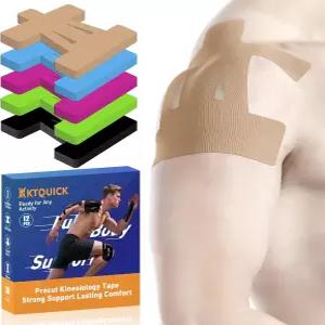 어깨 프리컷용 키네시올로지 테이프 12개 PCS KTQUICK 오리지널 면 방수 및 통기성 지지 근육 스포츠용