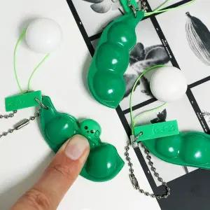 [셀러허브]말랑말랑 완두콩 까기 심심풀이 장난감 열쇠고리 키링 (S42579068)