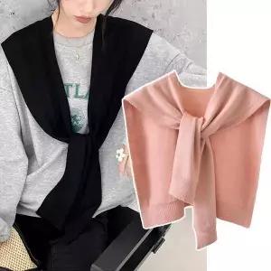 [셀러허브]G126968_레이어드 어깨숄니트 니트숄 페이크가디건 머플러 (S42209050)