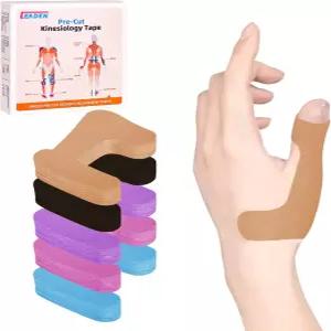 IEEDEN 프리컷 운동학 테이프 왼쪽 손 40개 - 엄지 지지 및 안정성 운동 방수 탄력 통기성 저자극 라텍스