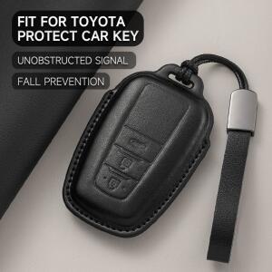가죽 자동차 키 커버 케이스 보호 쉘 키체인 도요타 호환 프리우스 캠리 코롤라 CHR RAV4 랜드 크루저 프라