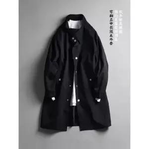 픽호샵 남성용 하프 가을 캐주얼 트렌치 오버사이즈 싱글 슬림핏 차이나 칼라 코트 키작남 꾹3