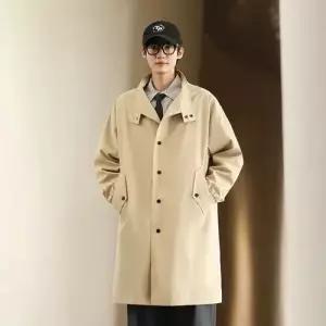 픽호샵 남사친 하프 캐주얼 봄가을 오버사이즈 싱글 칼라 코트 차이나 트렌치 키작남 꾹3