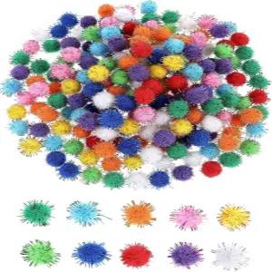타이쿠르 공예용 미니 폼폼 200개 작은 벌크 글리터 퍼지 퍼프볼 DIY 예술 프로젝트 홈 데코레이션 여름