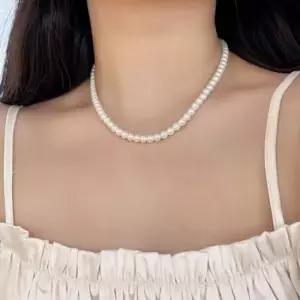 네크리스 진주목걸이 진주 주얼리 초커 원석 비즈 6mm