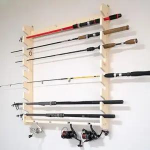 미소비즈 아름데코 원목 낚시대 거치대-벽걸이형-8구