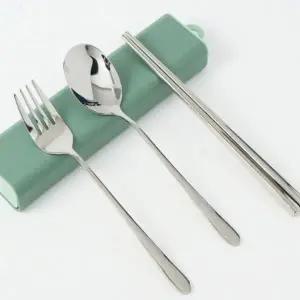 ( )도시락수저 휴대용 전용케이스 도시락 수저 포크세트 (그린+스텐) DP72832