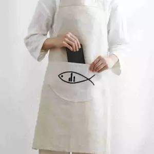 (옵션 아이보리)음식점 앞치마 린넨 포켓 업소용 주방용 긴앞치마 식당용앞치마