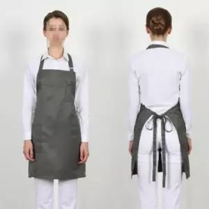 ( )카키 목걸이형 목끈 조절 앞치마 홀 앞치마 식당 매장 홀서빙 앞치마 유니폼 카페