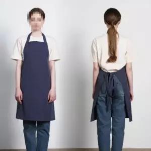 ( )네이비 똑딱이 목끈 조절 발수 앞치마 홀 앞치마 매장 홀서빙 앞치마 유니폼 카페