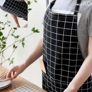 모던 체크 앞치마 린넨체크앞치마 방수체크앞치마 주방앞치마 체크앞치마