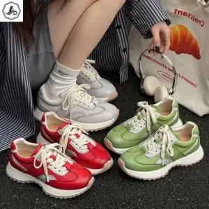 [애슬릿] 키높이 운동화 가죽 메쉬 레이스업 통굽 여름 단화 4cm