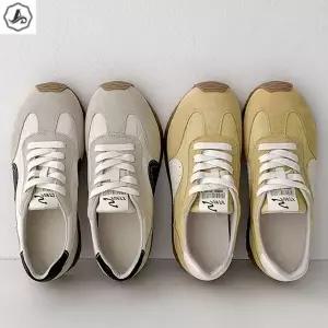 [애슬릿] 가죽 스니커즈 키높이 사이드 배색 레이스업 단화 4cm