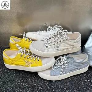 [애슬릿] 가죽 스니커즈 사이드 메쉬 스타 레이스업 단화 3cm