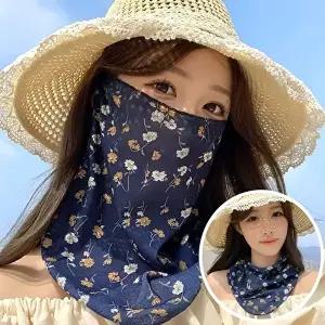 [모든GO]2종세트 여성 플라워 쿨마스크 숨쉬기 편한 햇빛차단 넥커버 페이스커버 골프웨어