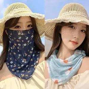 [모든GO]2종set 여름 냉감 페이스커버 플라워 자외선차단 넥워머 쿨마스크 러닝 골프마스크