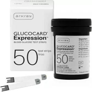 ARKRAY GLUCOard 발현 혈당 검사 스트립 - 코딩 없음 0.8 마이크로리터 및 빠른 6초 결과 측정기와 호환 50