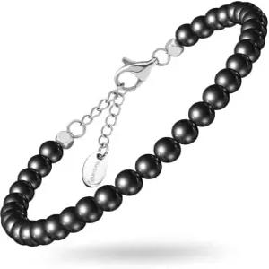 MagnetRX 헤마타이트 마그네틱 발찌 초강력 스톤 우아한 블랙 비즈 여성용 6mm 원형 구슬