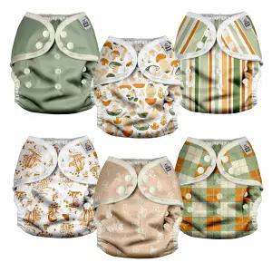 마마 코알라 재사용 가능한 조절 천 기저귀 커버 남녀 공용 이중 거셋 스냅 클로저 사이즈 M 활발한 머쉬-M