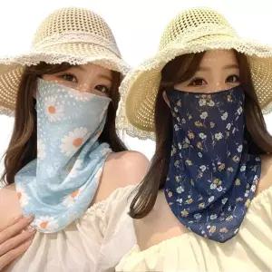 1+1 2p 플라워 마스크 쉬폰 망사 쿨마스크 햇빛가리개 스카프 마스...