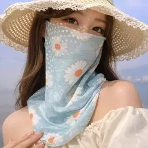 1+1 꽃무늬 냉감 넥커버 여름 메쉬 쿨마스크 햇빛차단 여성 페이스...