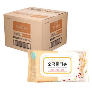 깨끗한나라 오곡물티슈 캡형 100매 1박스(20개입)