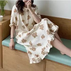 [보리보리/보리맘]테디 반팔 잠옷 세트 원피스 곰돌이 파자마 홈웨어 원피스 임부복  JJ121