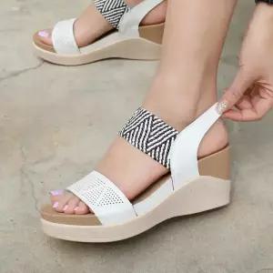 제이슈 소가죽 로지 통굽 밴딩 샌들 7cm