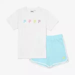 [보리보리/휠라 키즈]Girls 스마일 그래픽&반바지 셋업 (FK2FSF2201F_OWH)