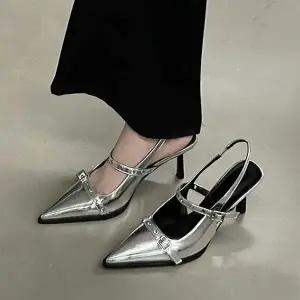 [하프클럽/] 스틸레토 메리제인 미들 슬링백 샌들힐 0216