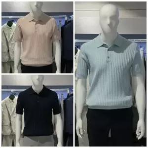 [트루젠] 트루젠 (컬러 3종) 케이블 아쿠아코튼 반팔 카라 니트 티셔츠 426618041-5